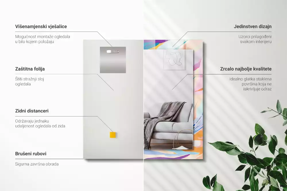 Espelho decorado Traços coloridos abstratos