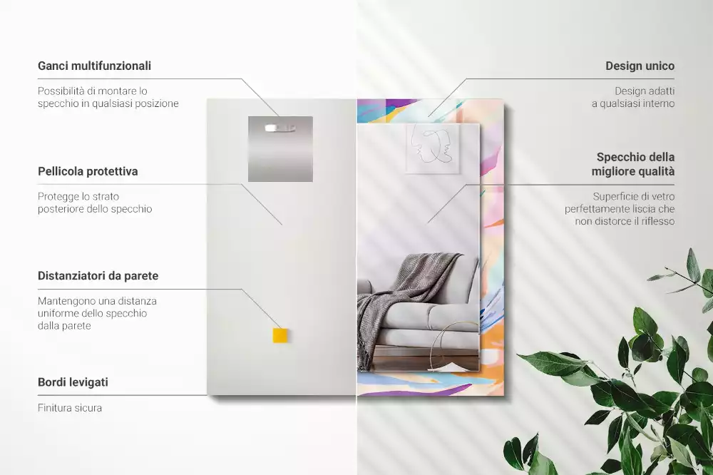 Espelho decorado Traços coloridos abstratos