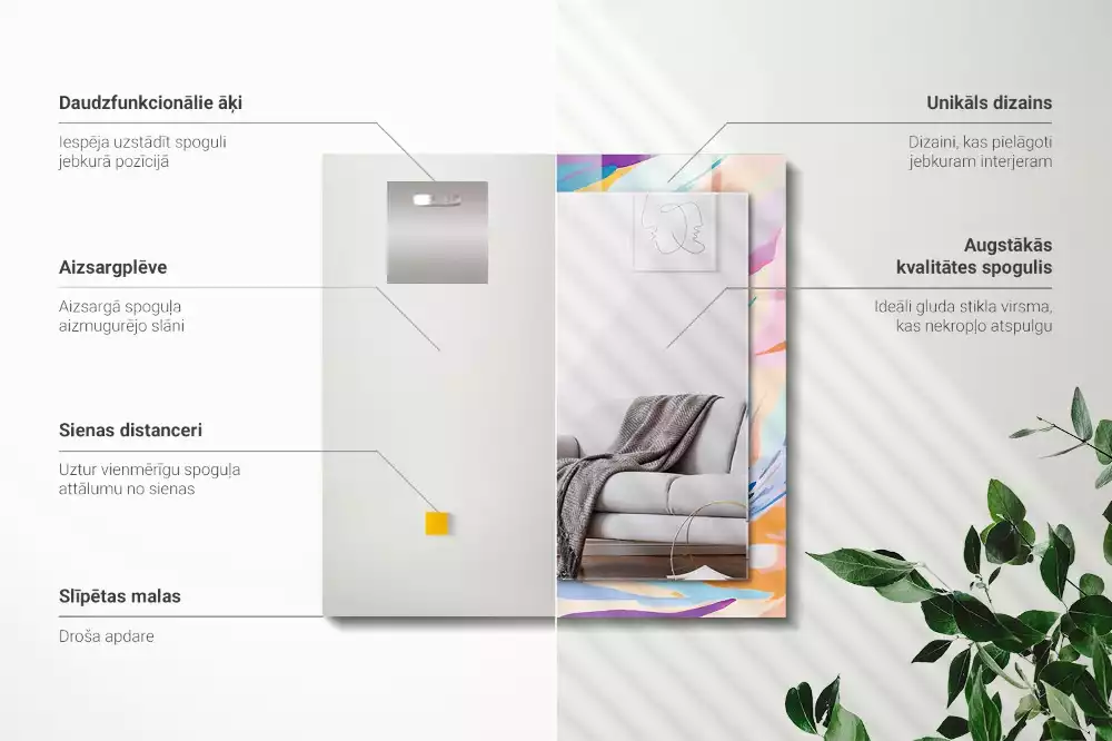 Espelho decorado Traços coloridos abstratos