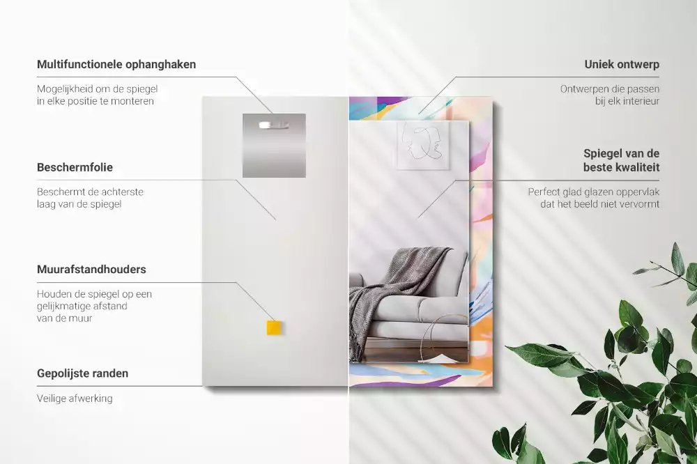 Espelho decorado Traços coloridos abstratos