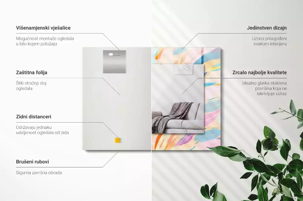 Espelho decorado Traços coloridos abstratos