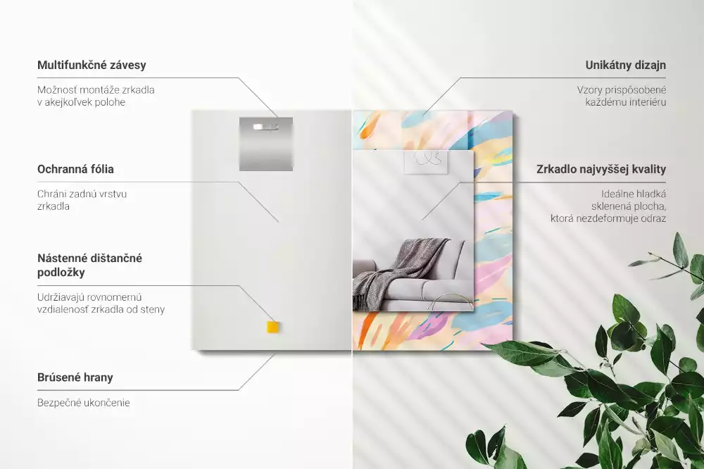 Espelho decorado Traços coloridos abstratos