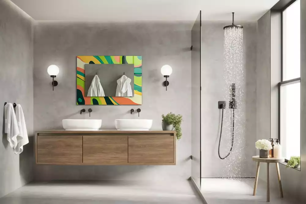 Espelho com moldura decorada Padrões coloridos abstratos