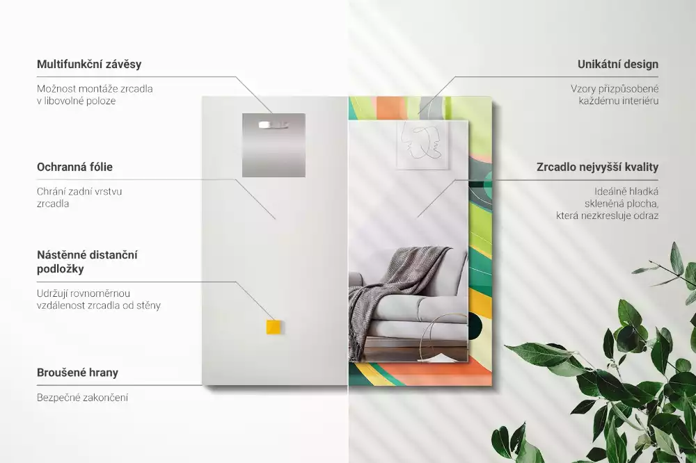 Espelho com moldura decorada Padrões coloridos abstratos