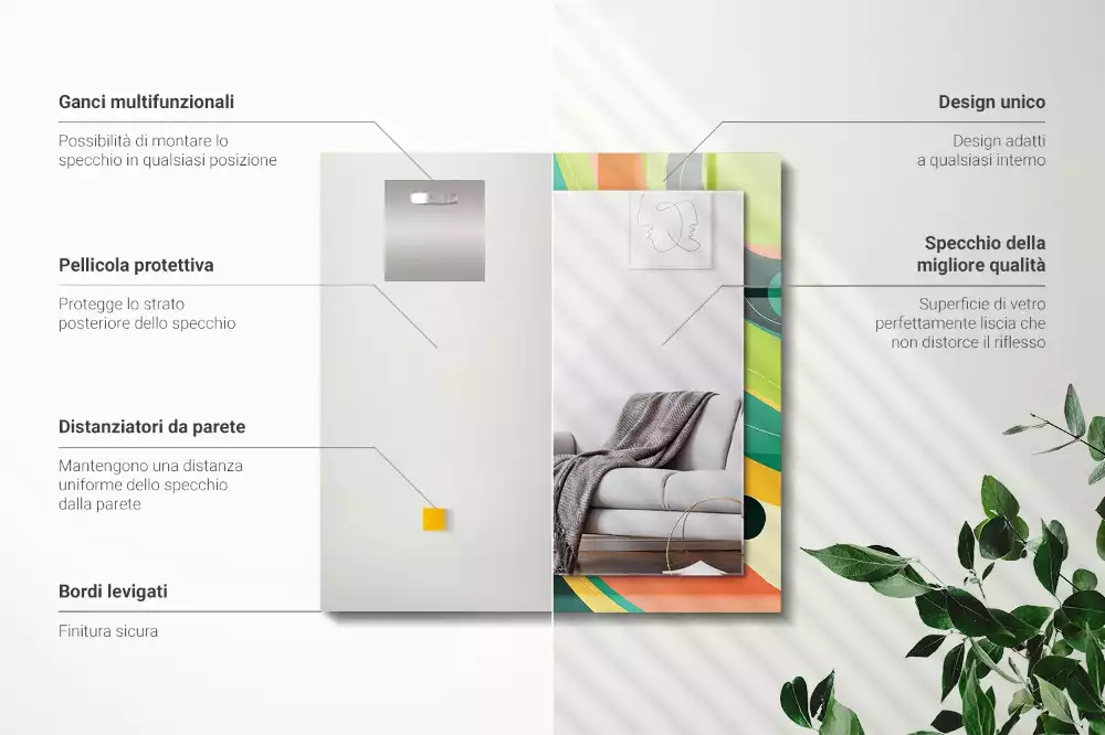 Espelho com moldura decorada Padrões coloridos abstratos