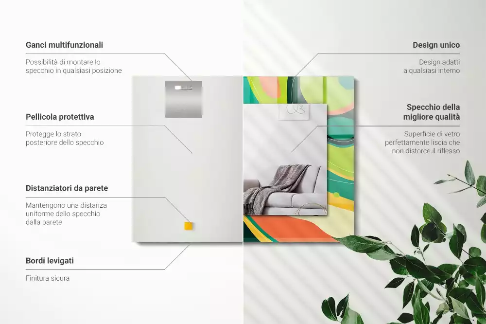 Espelho com moldura decorada Padrões coloridos abstratos