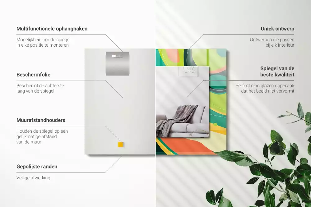 Espelho com moldura decorada Padrões coloridos abstratos