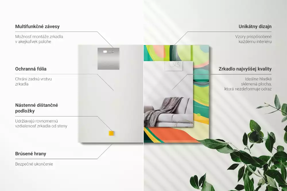 Espelho com moldura decorada Padrões coloridos abstratos