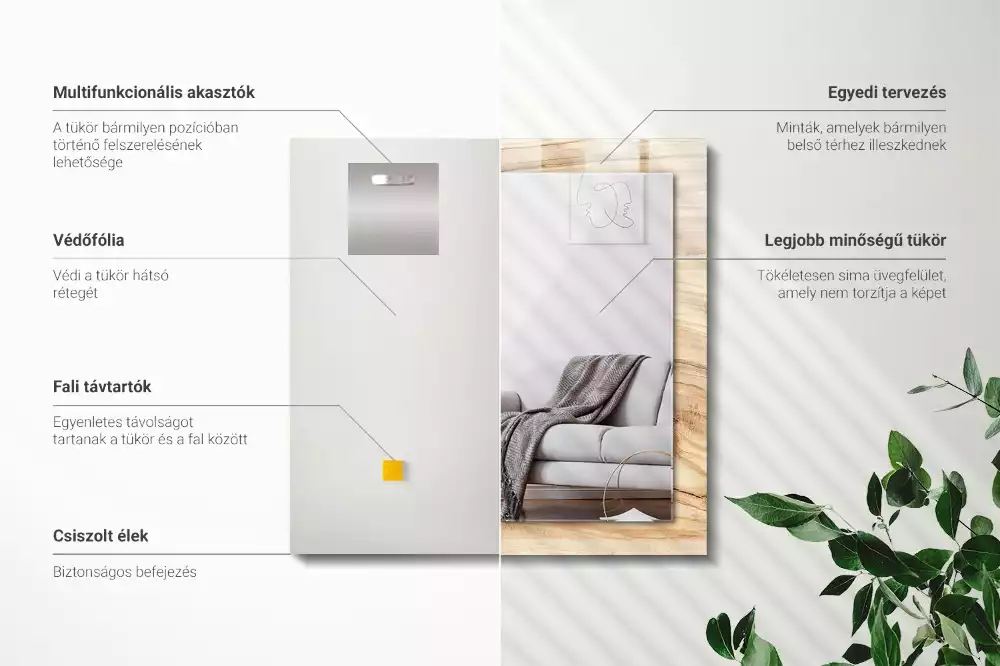 Espelho decorativo Textura de grãos de madeira