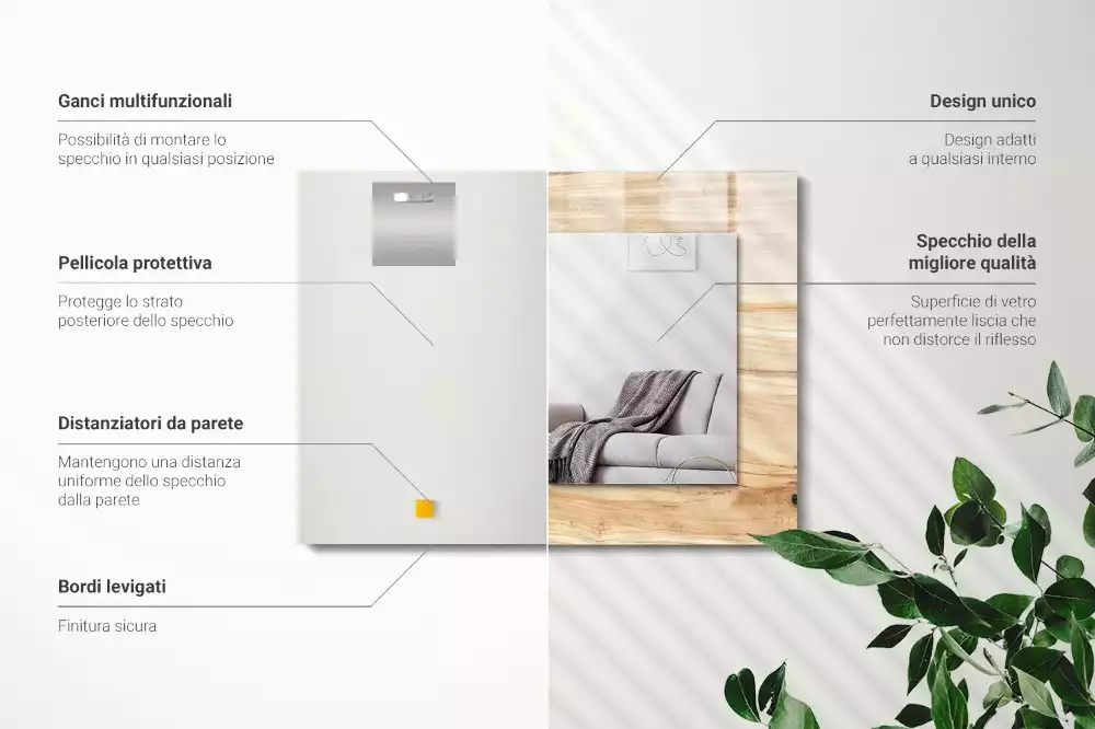 Espelho decorativo Textura de grãos de madeira