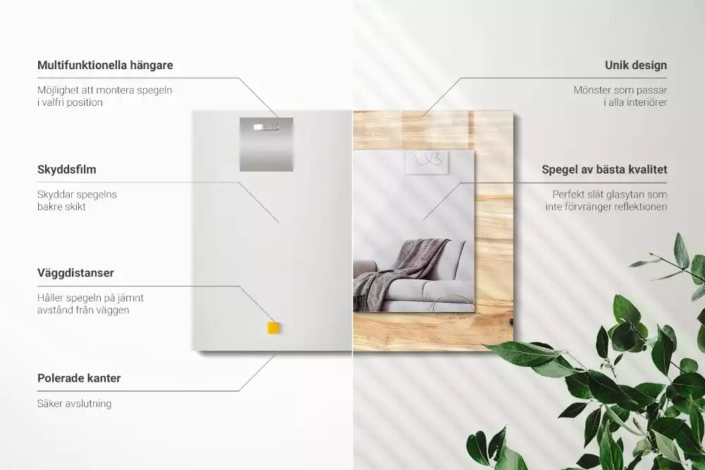 Espelho decorativo Textura de grãos de madeira