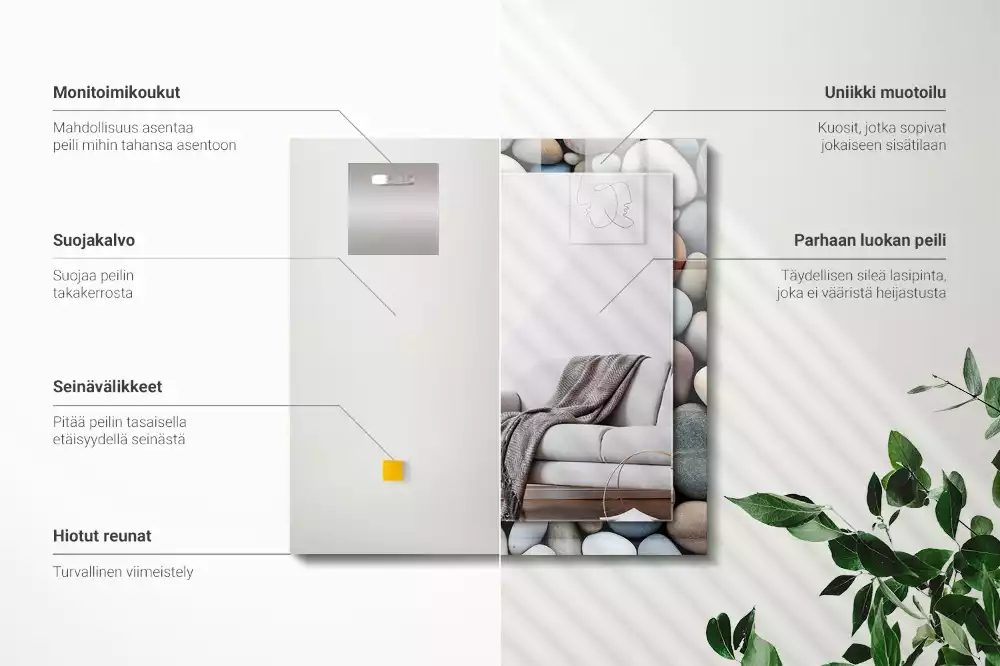 Espelho com moldura decorada Pedras lisas coloridas