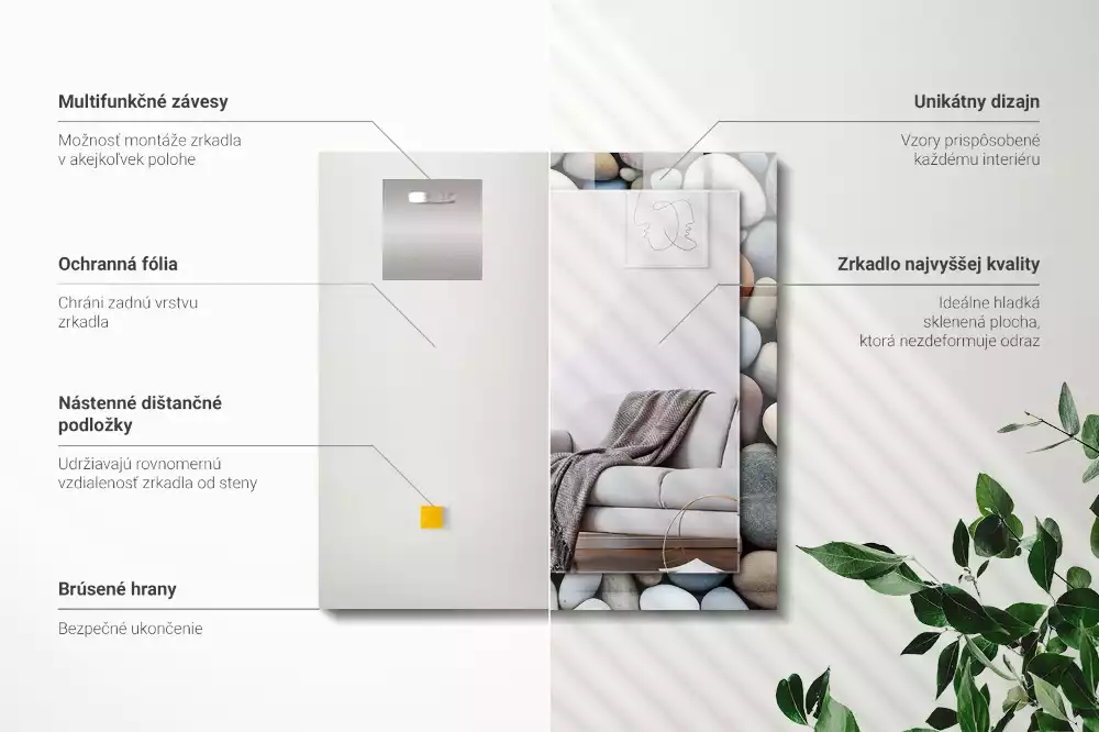 Espelho com moldura decorada Pedras lisas coloridas