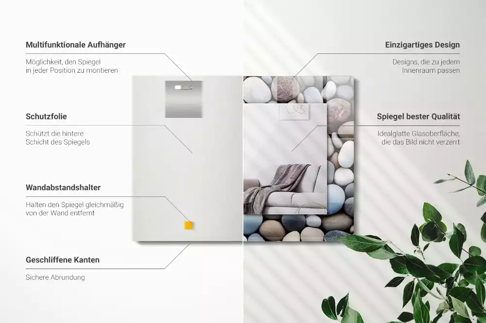 Espelho com moldura decorada Pedras lisas coloridas