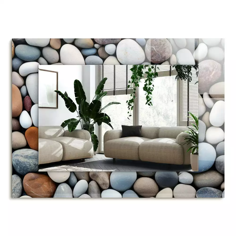 Espelho com moldura decorada Pedras lisas coloridas