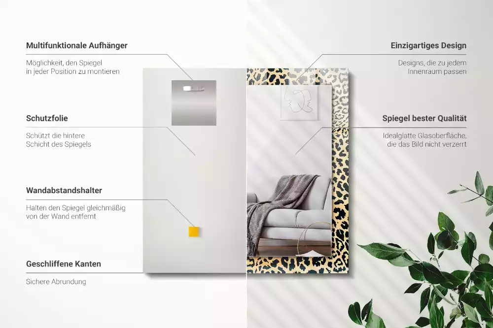 Espelho decorado Leopardo