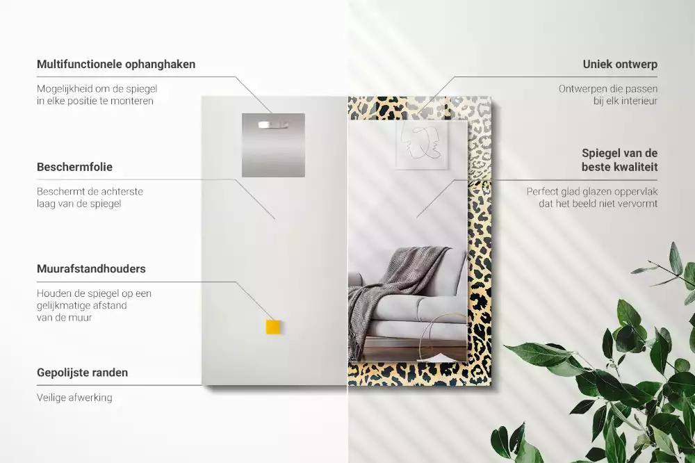 Espelho decorado Leopardo