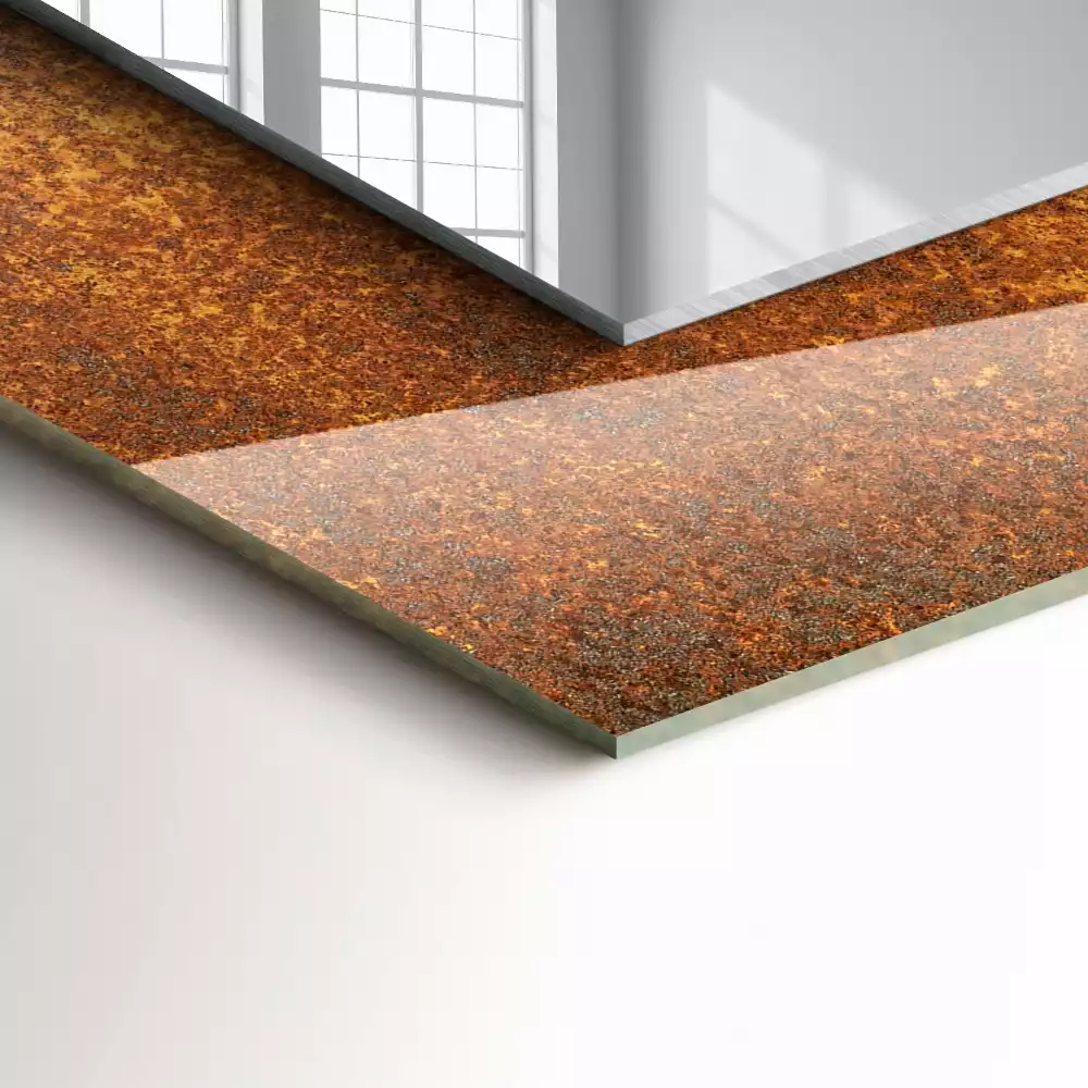 Espelho com moldura decorada Chapa de metal enferrujada da moda