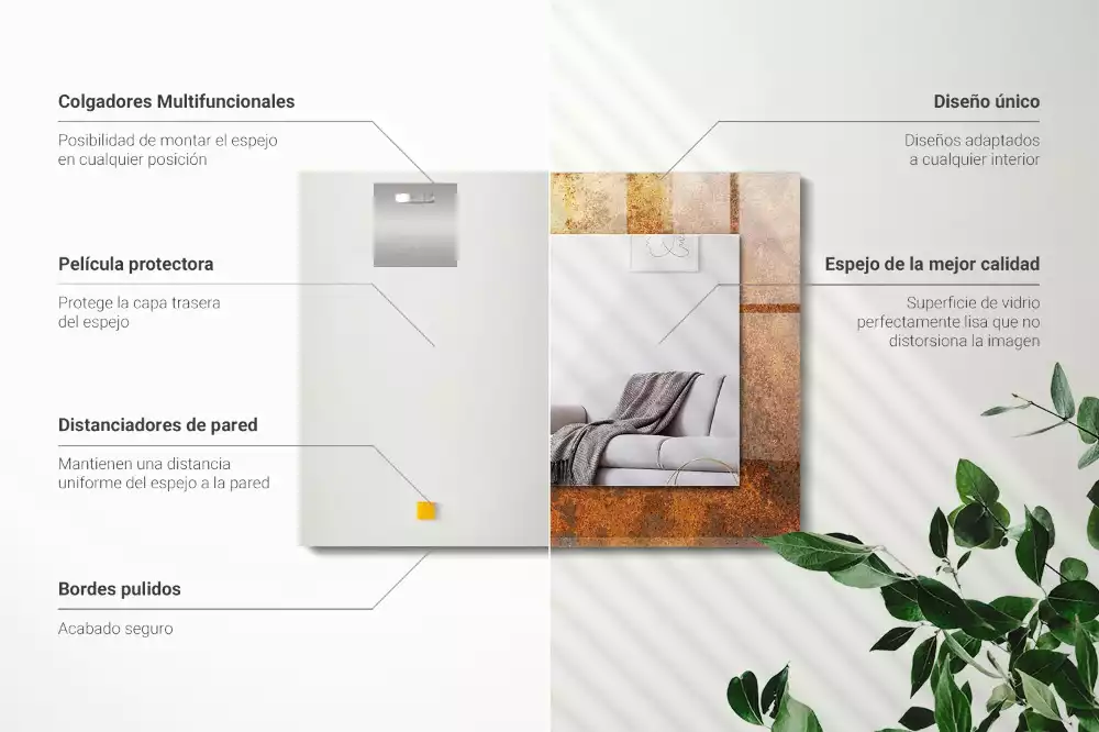 Espelho com moldura decorada Chapa de metal enferrujada da moda