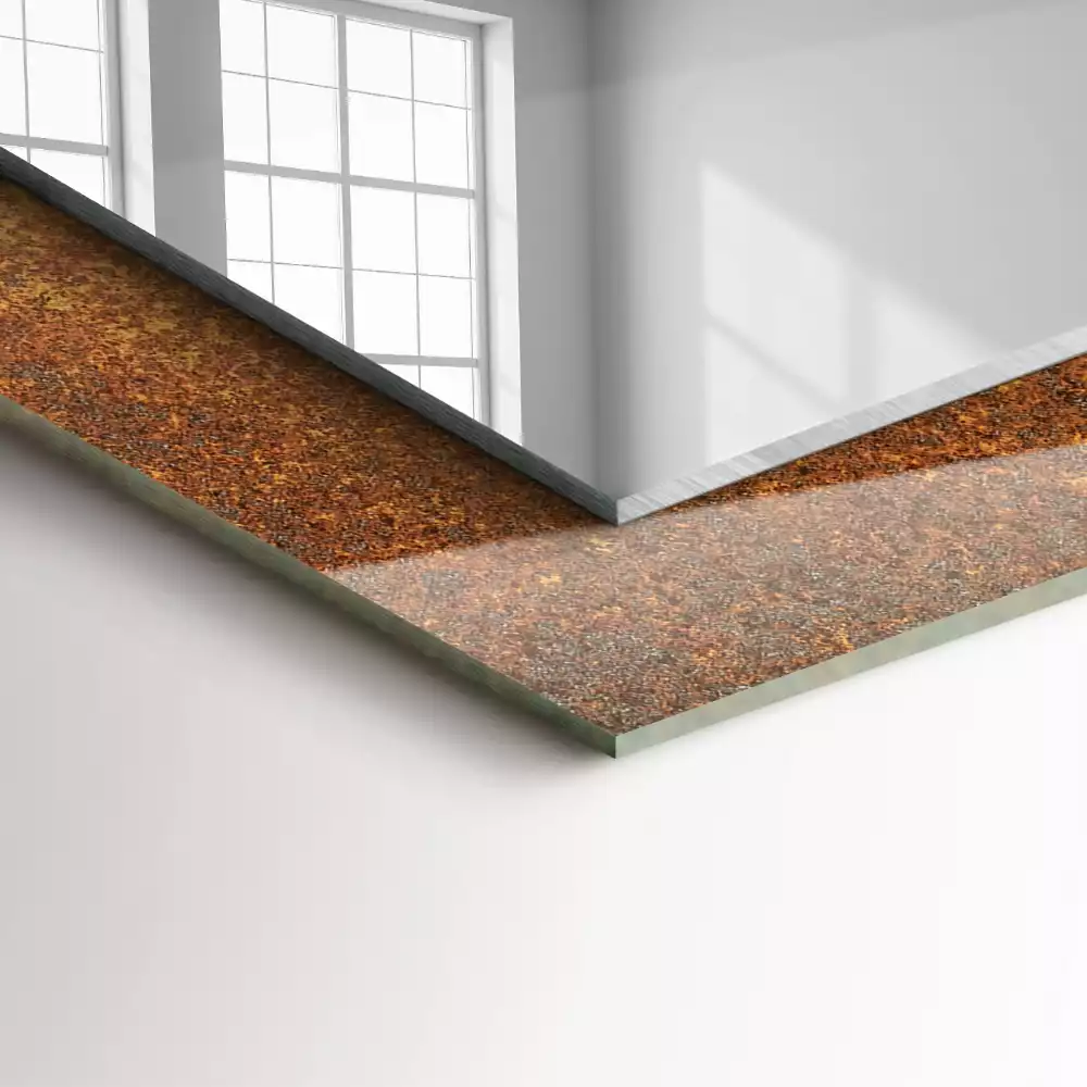 Espelho com moldura decorada Chapa de metal enferrujada da moda