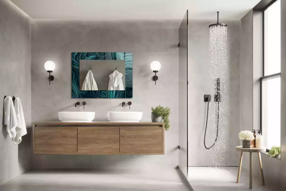 Espelho com moldura decorada Padrões de linhas abstratas