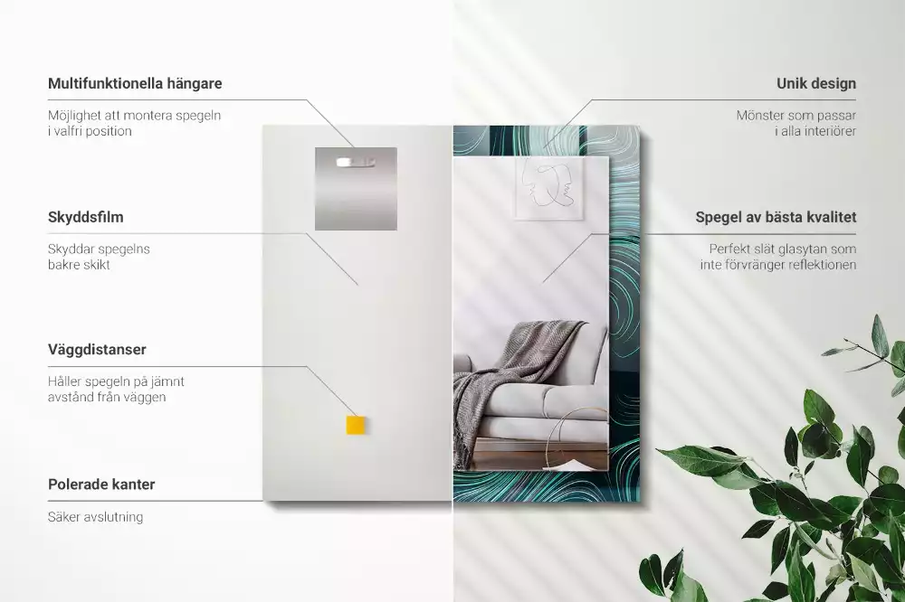 Espelho com moldura decorada Padrões de linhas abstratas