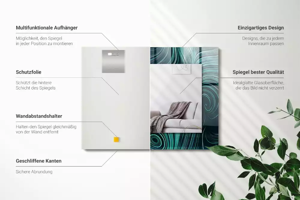 Espelho com moldura decorada Padrões de linhas abstratas