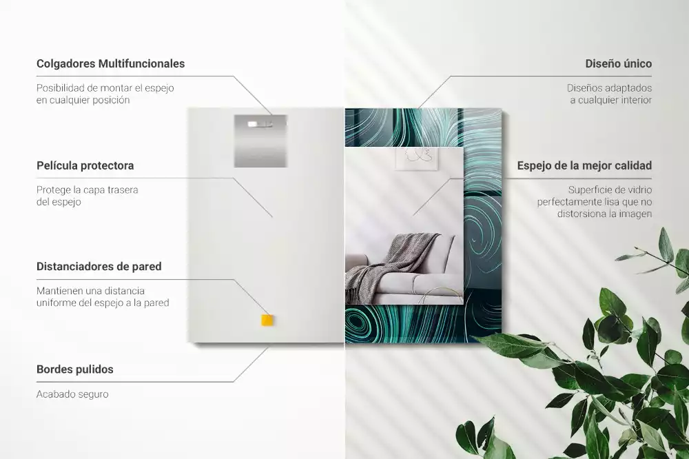 Espelho com moldura decorada Padrões de linhas abstratas