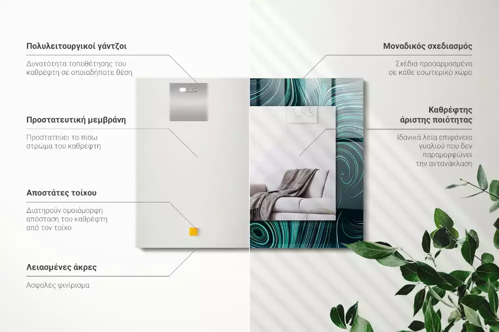 Espelho com moldura decorada Padrões de linhas abstratas