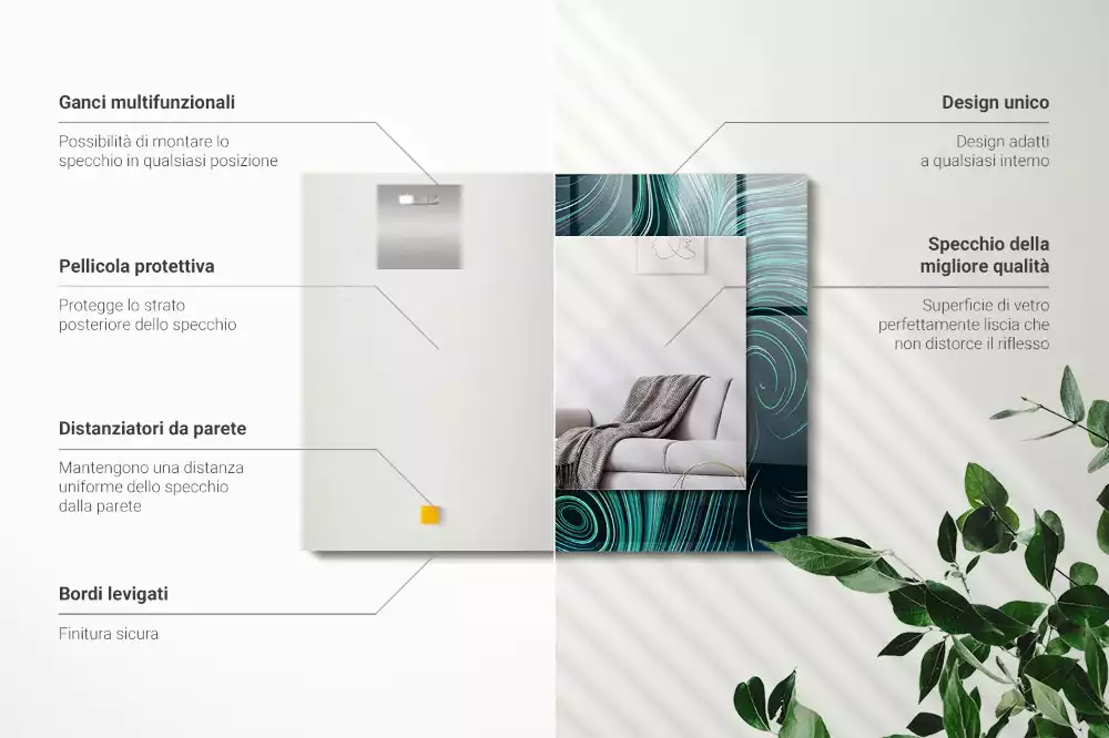 Espelho com moldura decorada Padrões de linhas abstratas