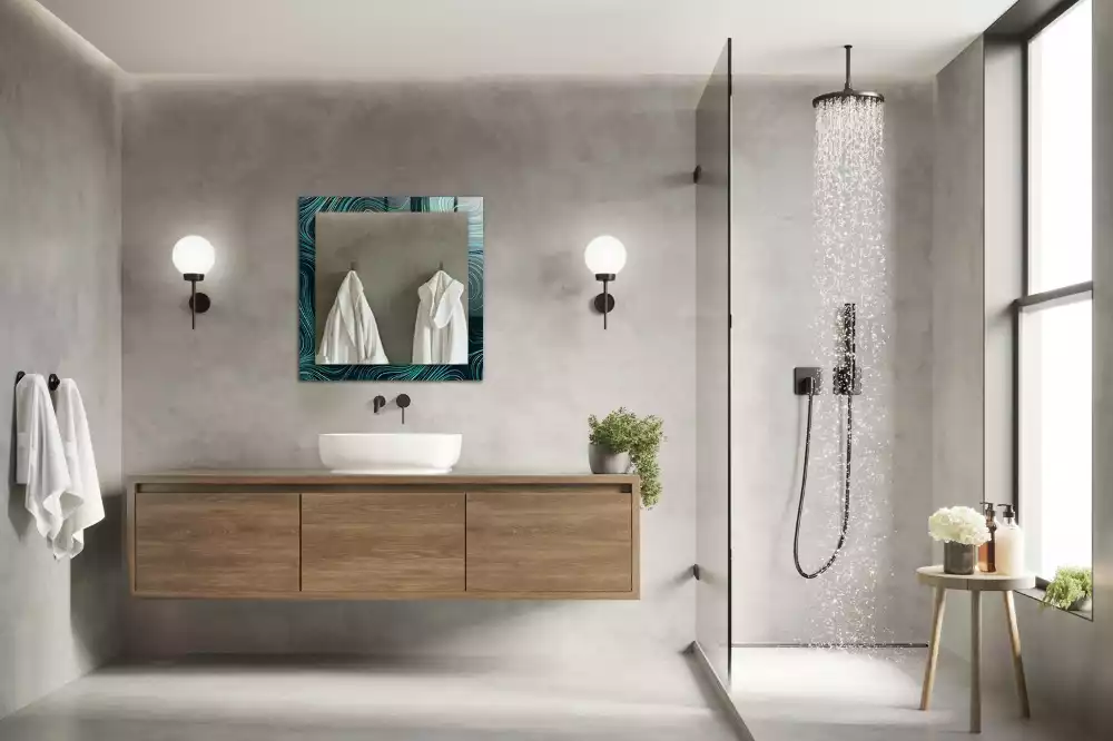 Espelho com moldura decorada Padrões de linhas abstratas