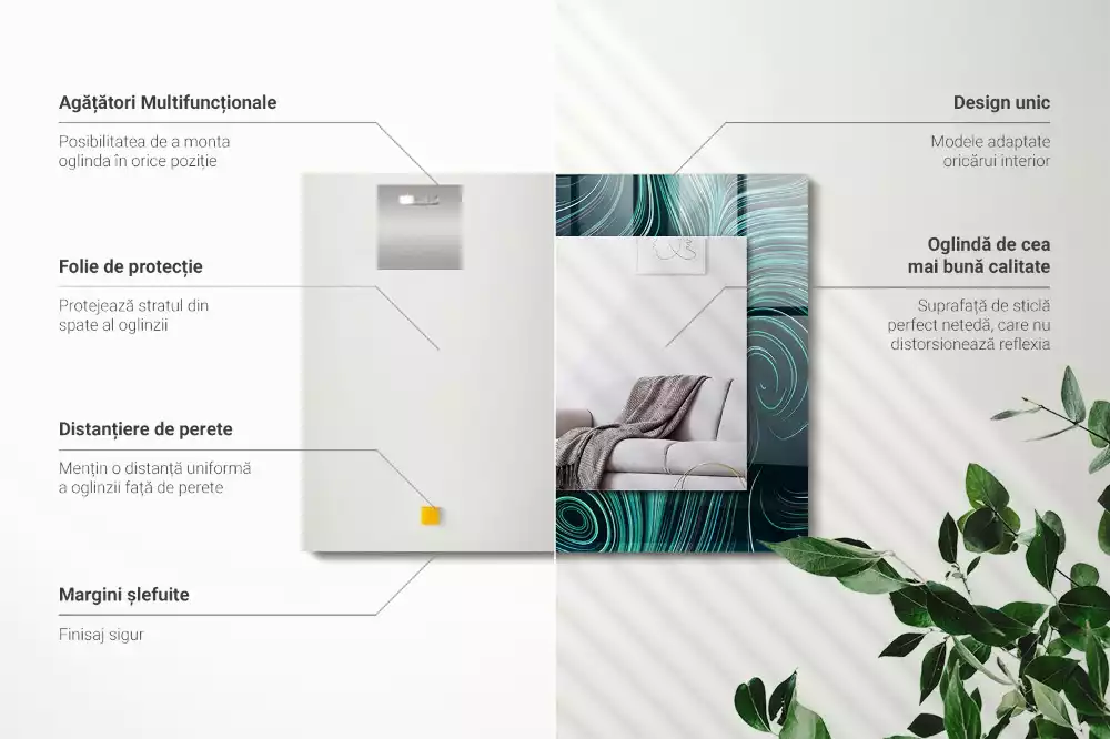 Espelho com moldura decorada Padrões de linhas abstratas