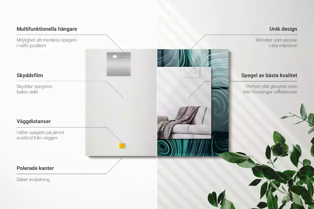 Espelho com moldura decorada Padrões de linhas abstratas