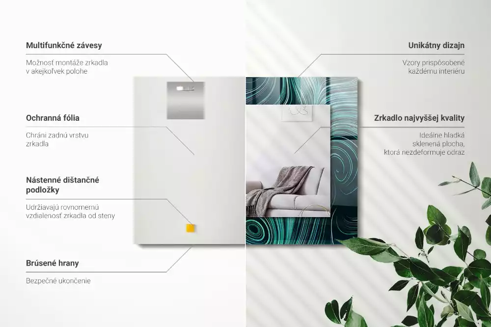 Espelho com moldura decorada Padrões de linhas abstratas