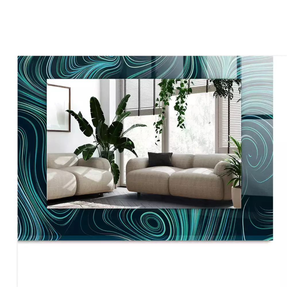 Espelho com moldura decorada Padrões de linhas abstratas