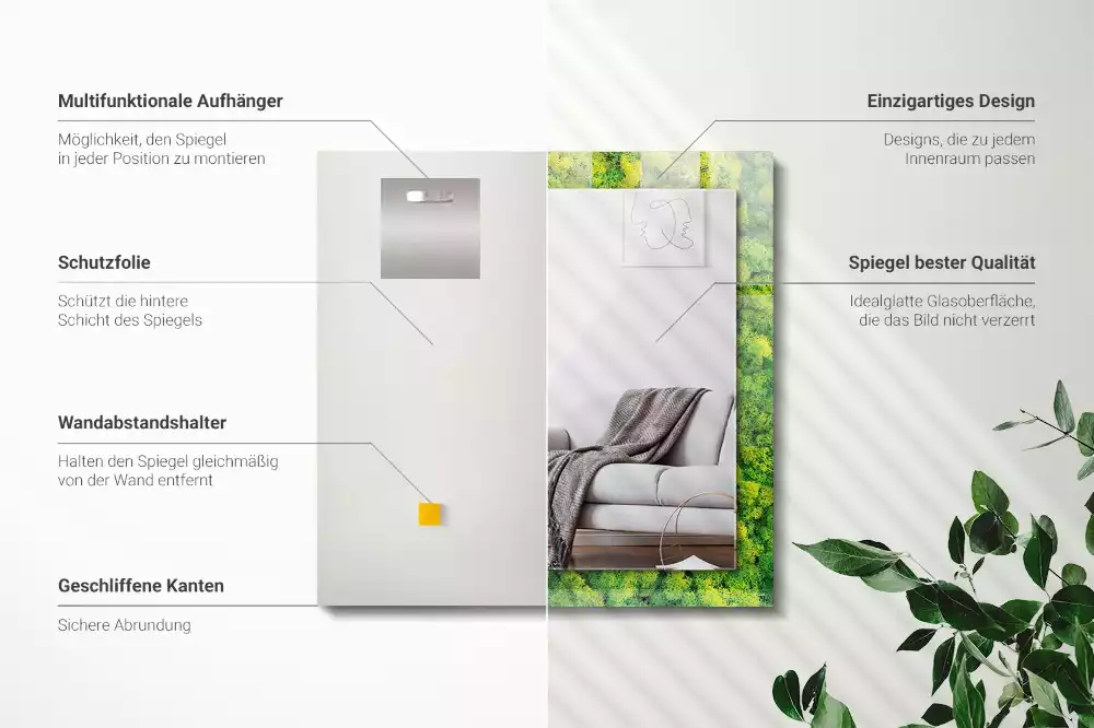 Espelho decorativo Musgo Verde