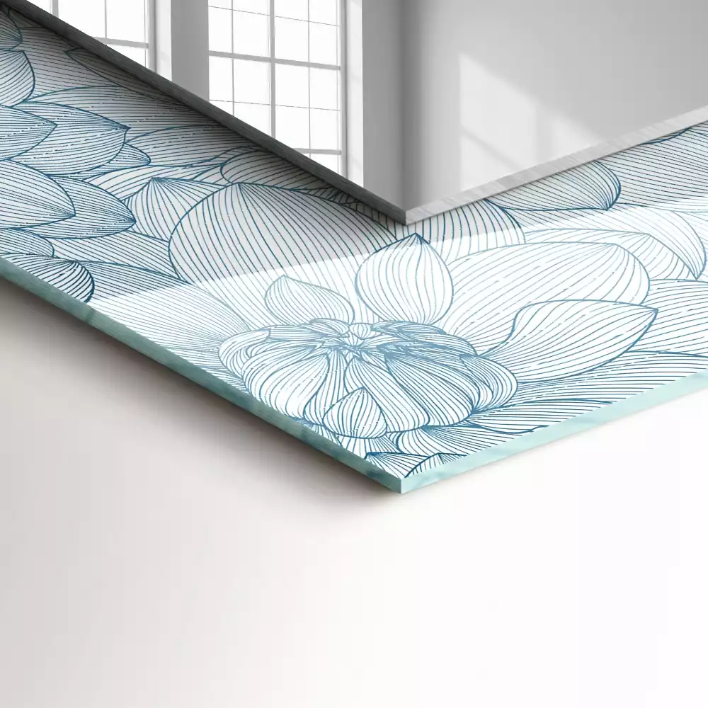 Espelho decorativo Padrão de flores azul