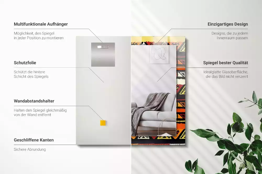 Espelho decorado Padrão étnico colorido