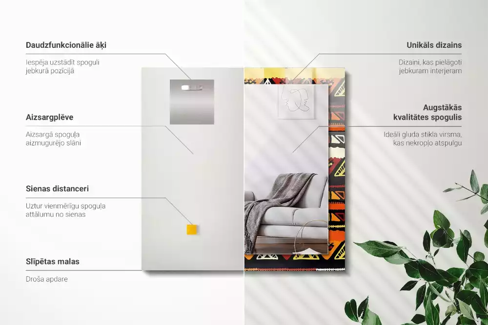 Espelho decorado Padrão étnico colorido