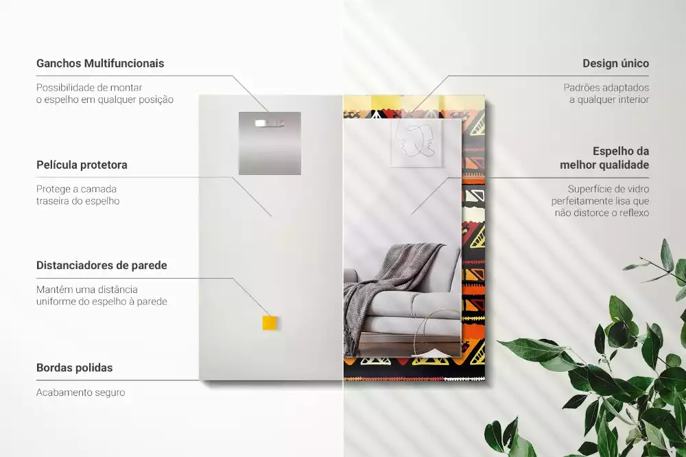 Espelho decorado Padrão étnico colorido