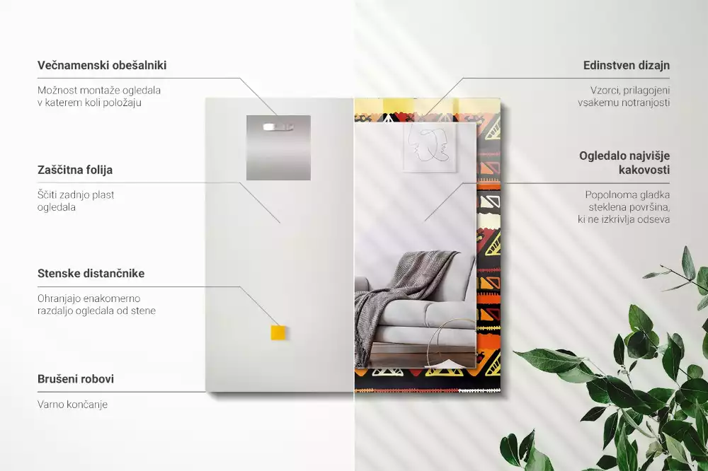 Espelho decorado Padrão étnico colorido