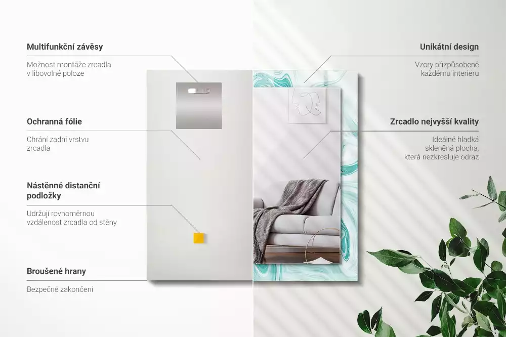 Espelho decorado Padrão abstrato de mármore