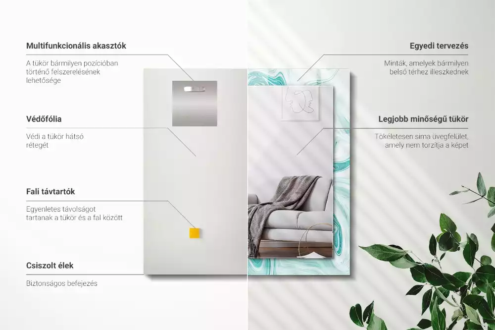 Espelho decorado Padrão abstrato de mármore