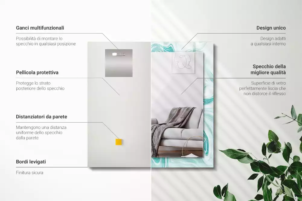 Espelho decorado Padrão abstrato de mármore