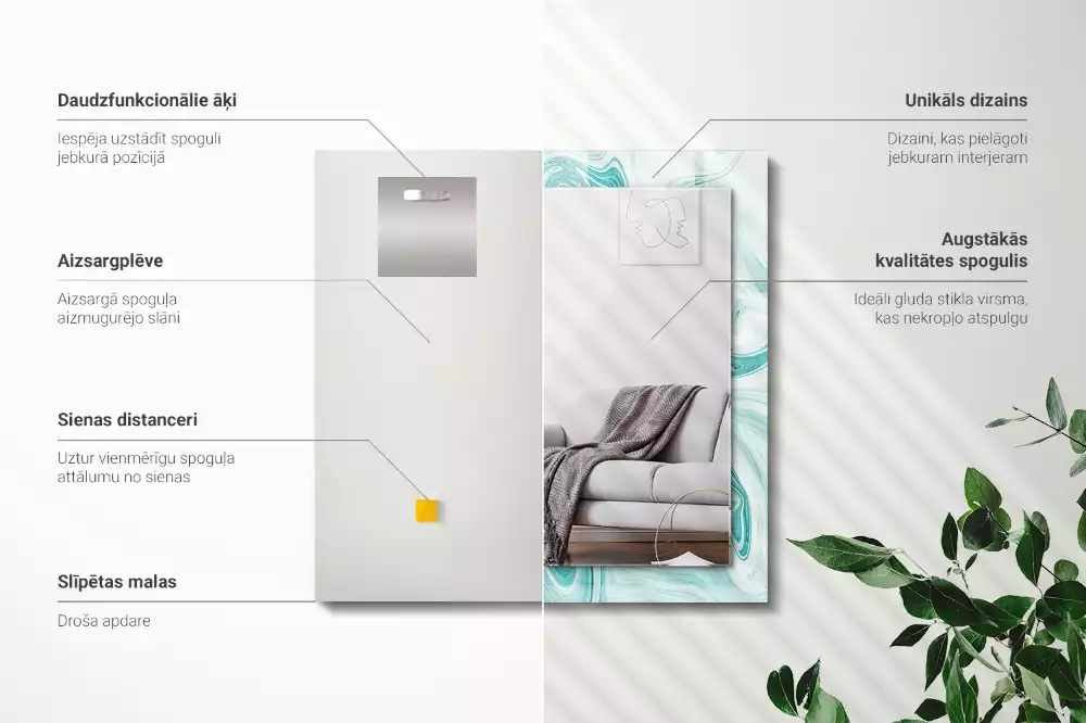 Espelho decorado Padrão abstrato de mármore