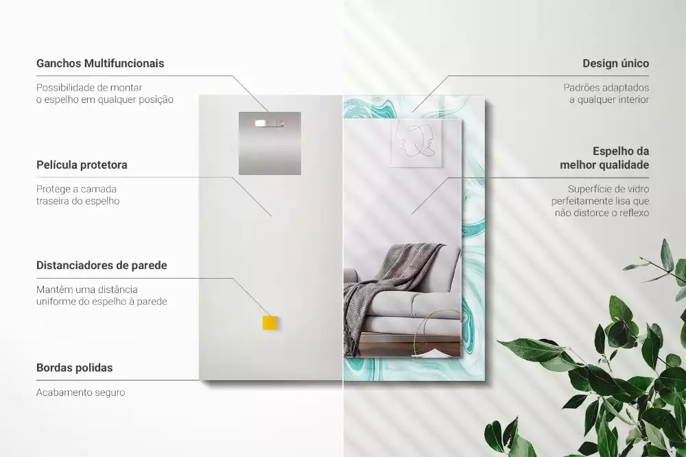 Espelho decorado Padrão abstrato de mármore