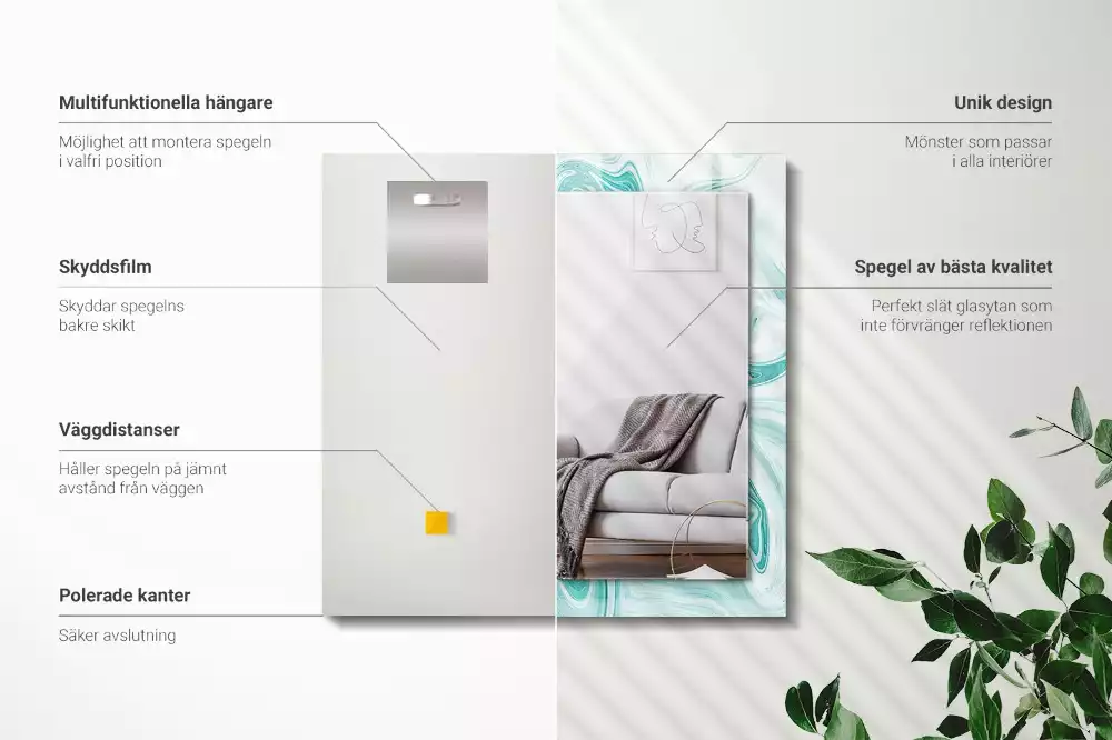 Espelho decorado Padrão abstrato de mármore