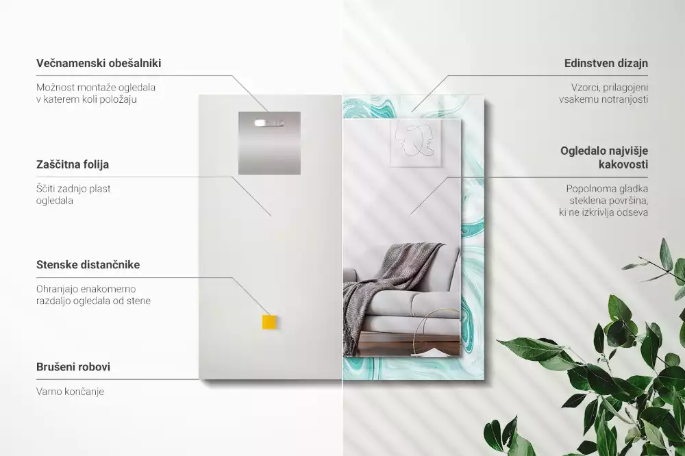 Espelho decorado Padrão abstrato de mármore