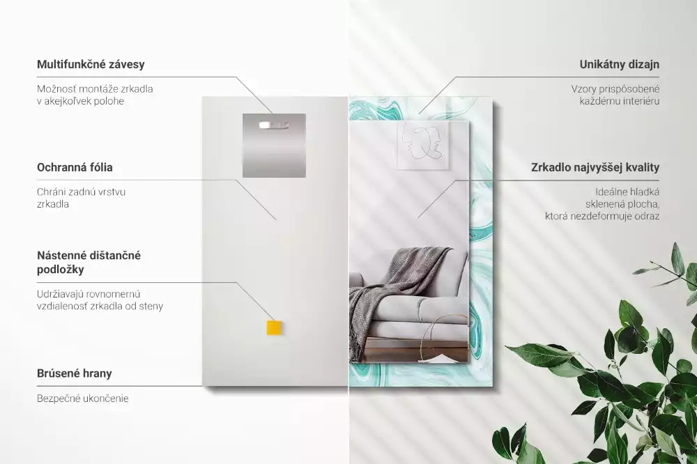 Espelho decorado Padrão abstrato de mármore