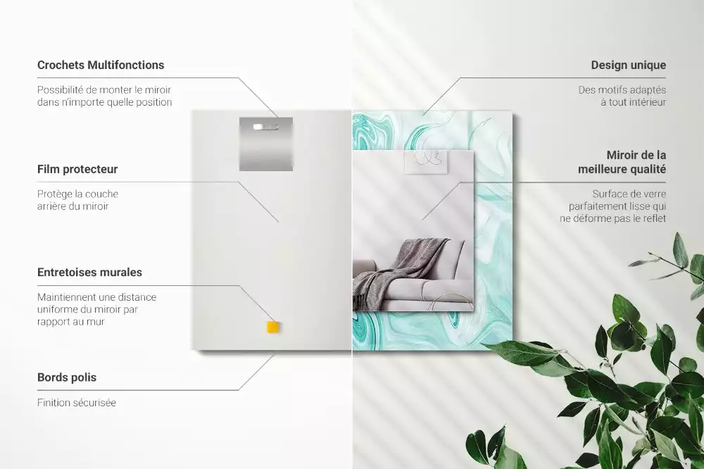 Espelho decorado Padrão abstrato de mármore